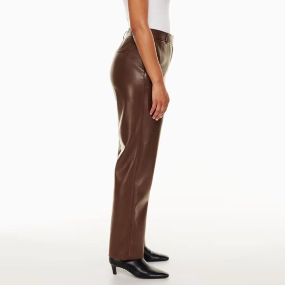 Aritzia Babaton Coffee Bean Faux Leather Straight Leg Command Pant Trouser - Picture 2 of 12